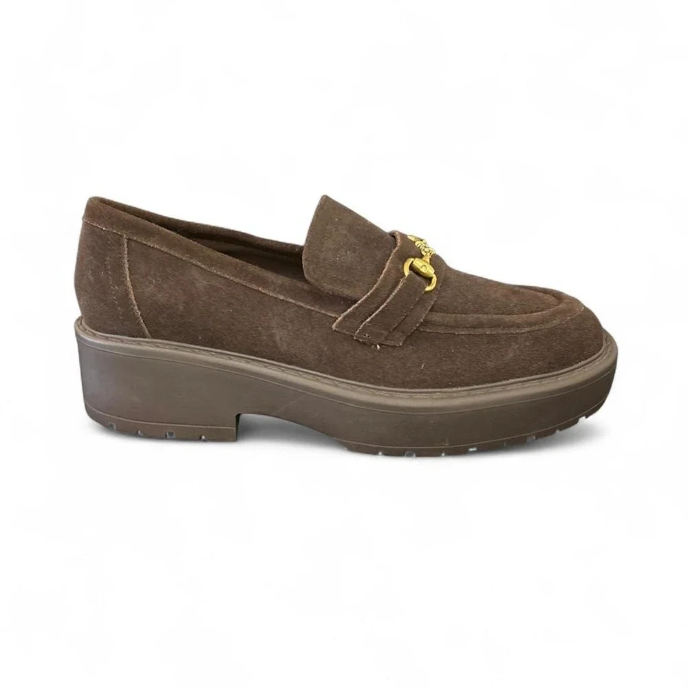 Steve Madden Marleigh Bit Brown Suede Lug Sole Loafers Womens 10M MYKAHMYKH01S1